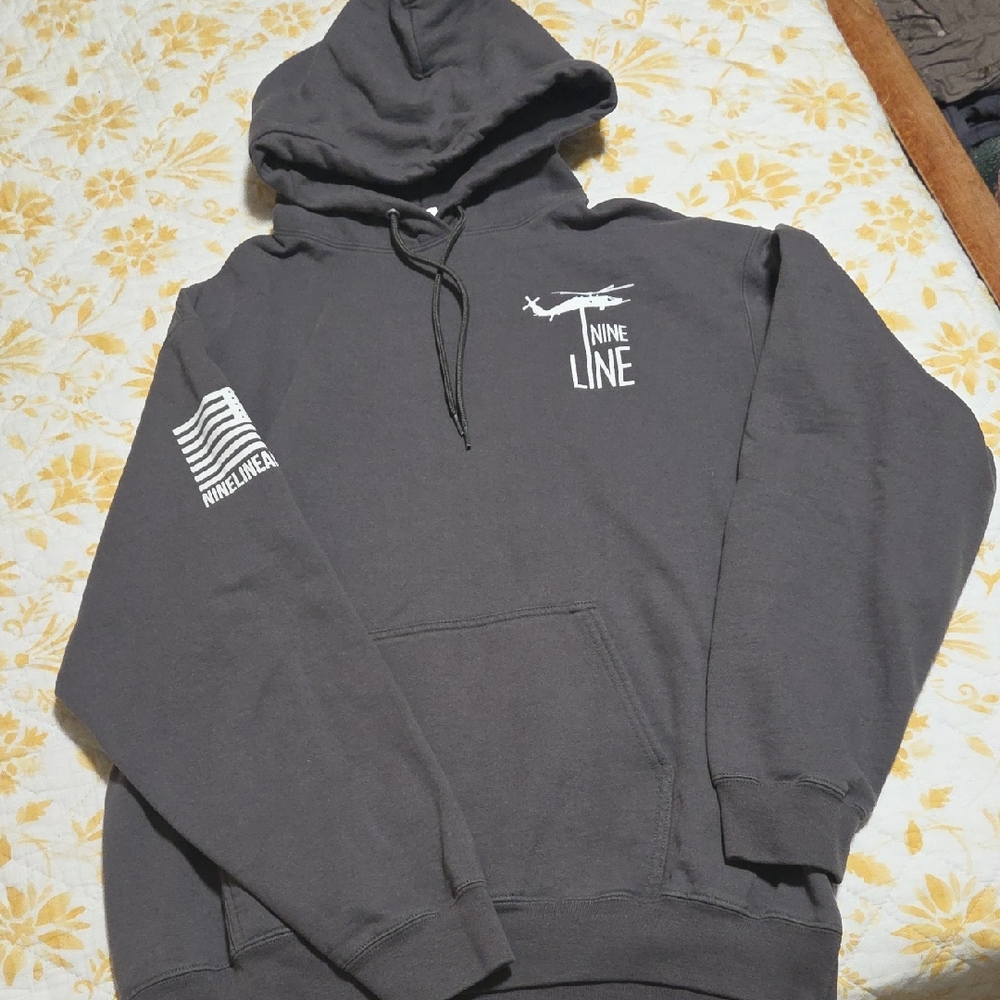Gray Hoodie "Nine Line" Flag
